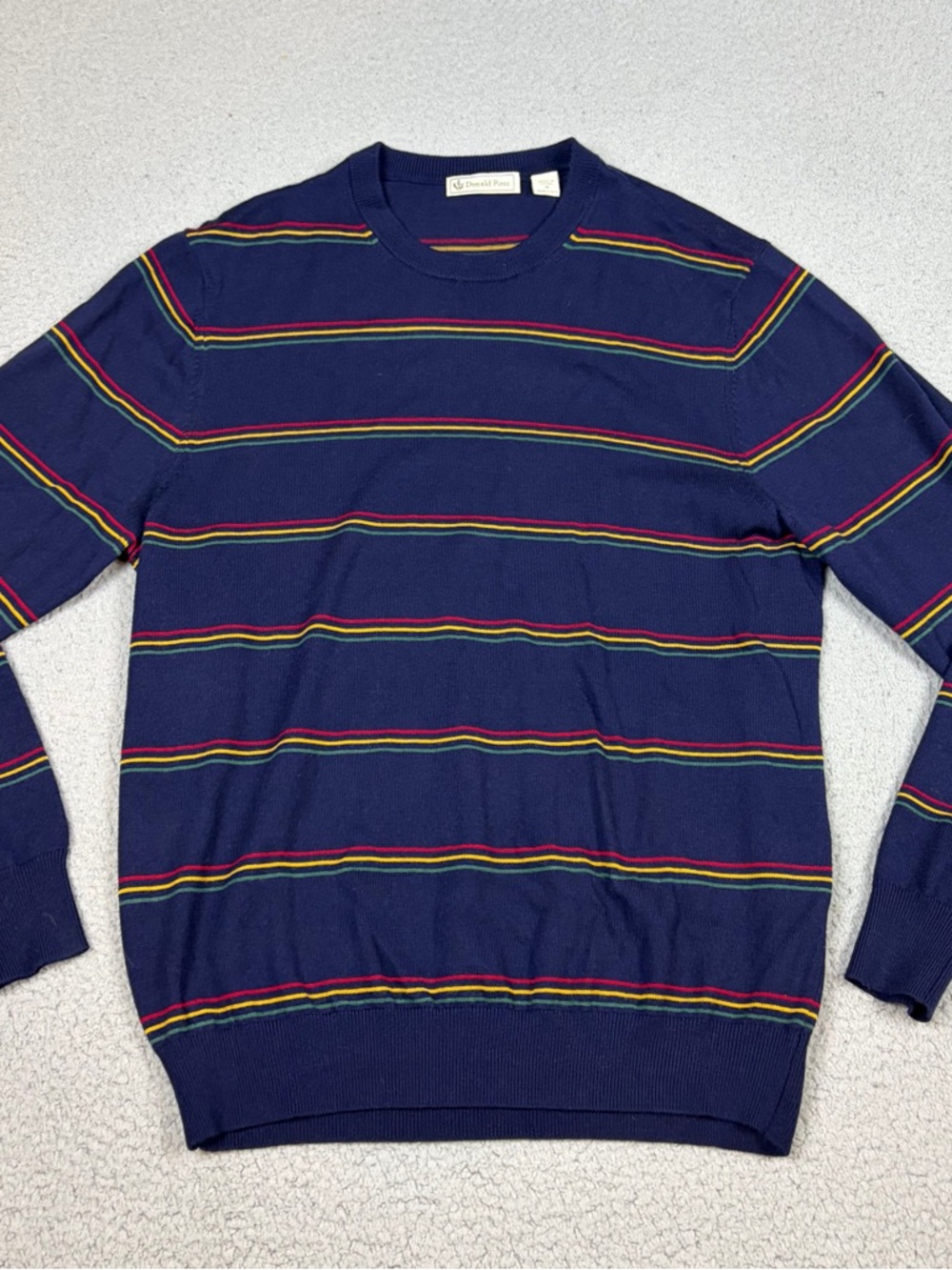 Donald Ross Merino Wool Sweater Mens Medium Multicolor Stripe Crewneck
